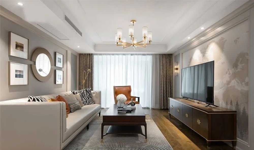 北京交换空间装饰 | 153㎡轻奢美式风格新房装修,客厅