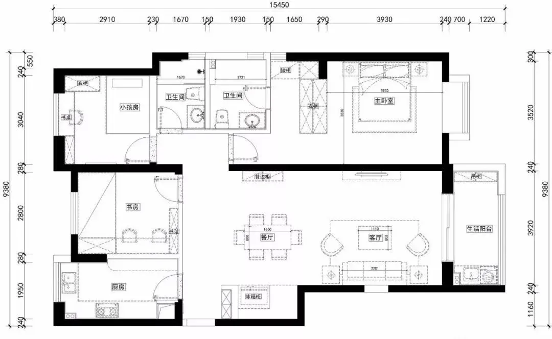 120㎡现代时尚三居室,客餐厅一体背景墙值得参考!