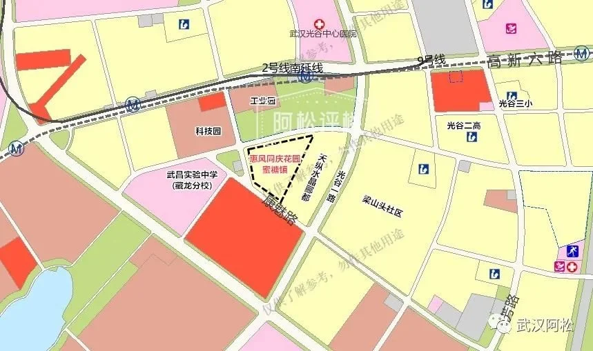 北面为灵杰路,工业园,高新六路,佛祖岭地铁站; 南面为康魅路,规划商业