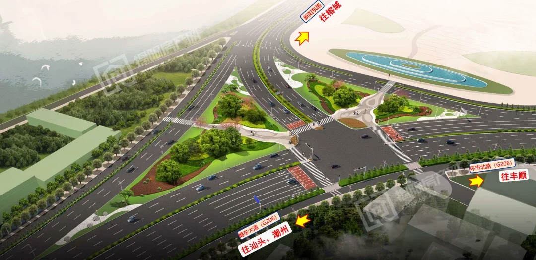 揭阳楼前环形路口拟改造为"t"形平交口!你怎么看?