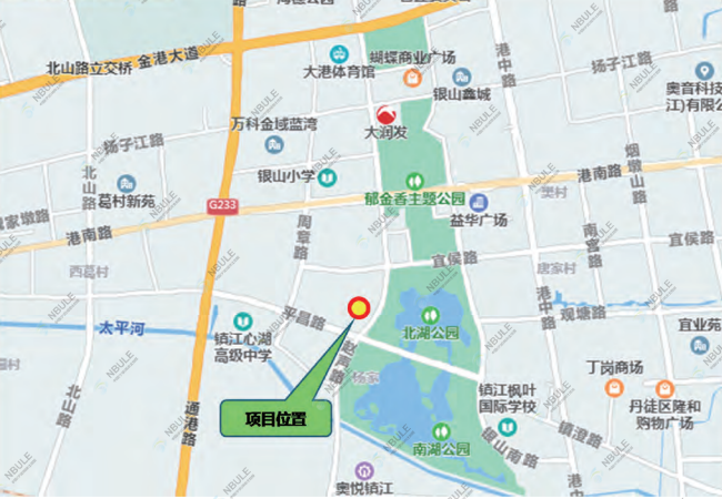 4 地块分析:地块位于镇江市大港片区南部,紧邻大港心湖公园,景观环境