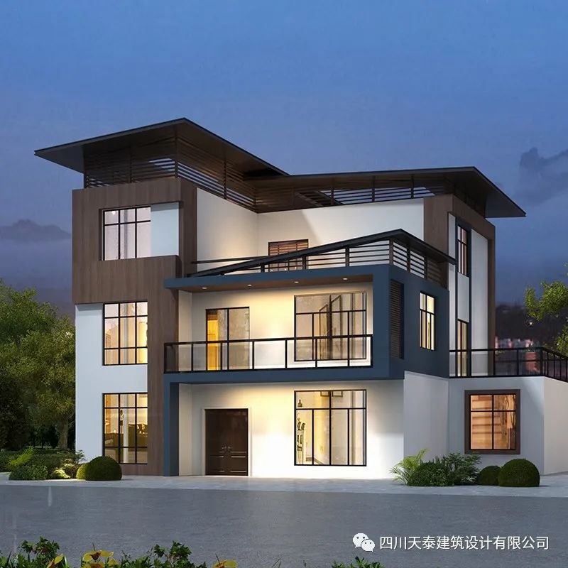 重庆忠县三层现代风别墅带大露台设计 农村盖别墅设计