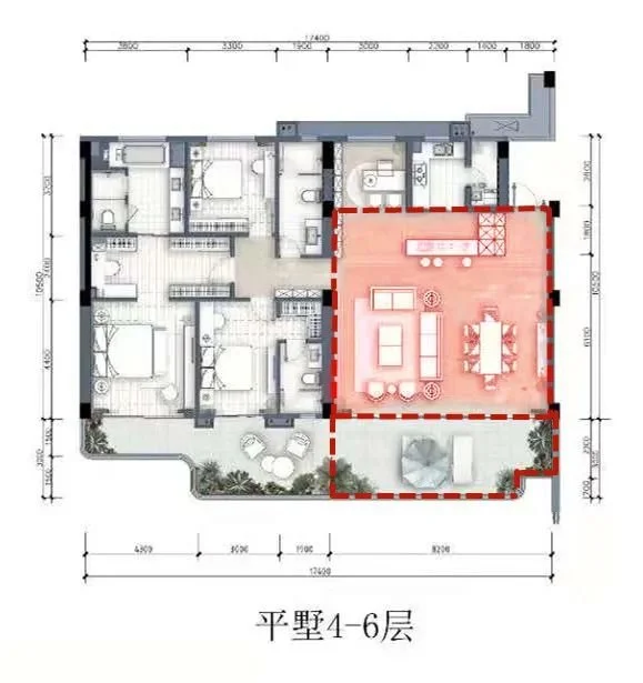 (重庆万科17英里192㎡户型图图源:项目官微)