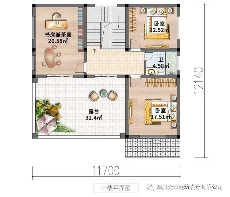 四川雅安三层简欧风格别墅图纸 带旋转楼梯 挑空客厅