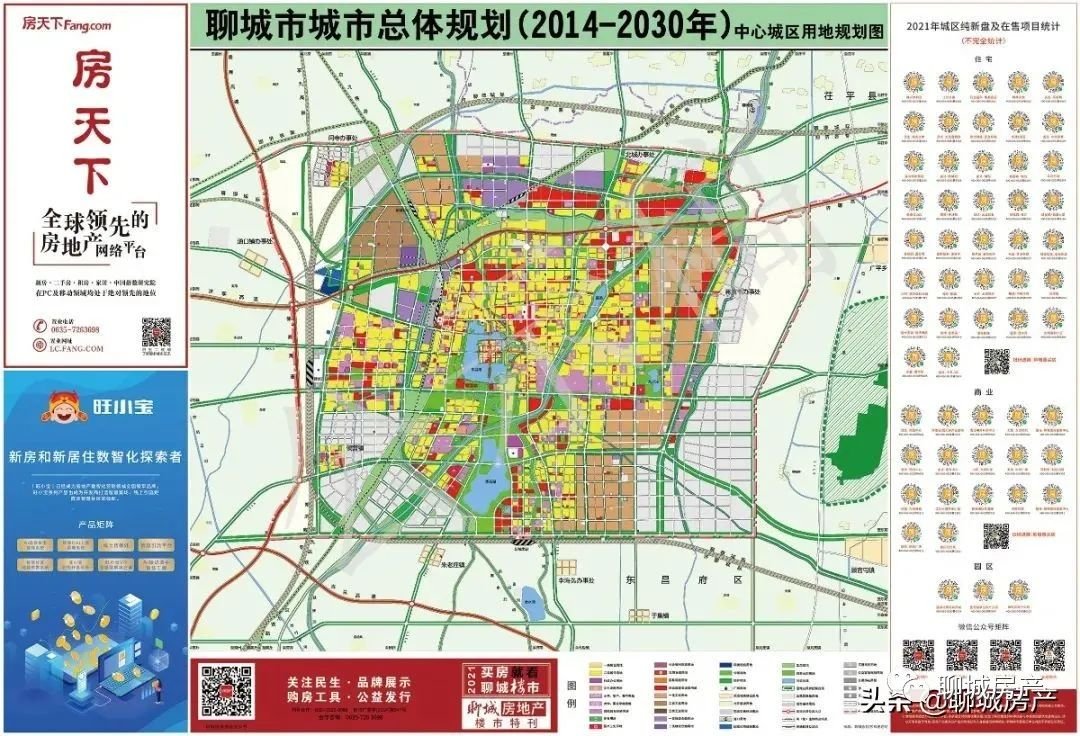 2021年2月份"聊城楼市房价地图"在城区各大商圈闸口,金鼎,香江