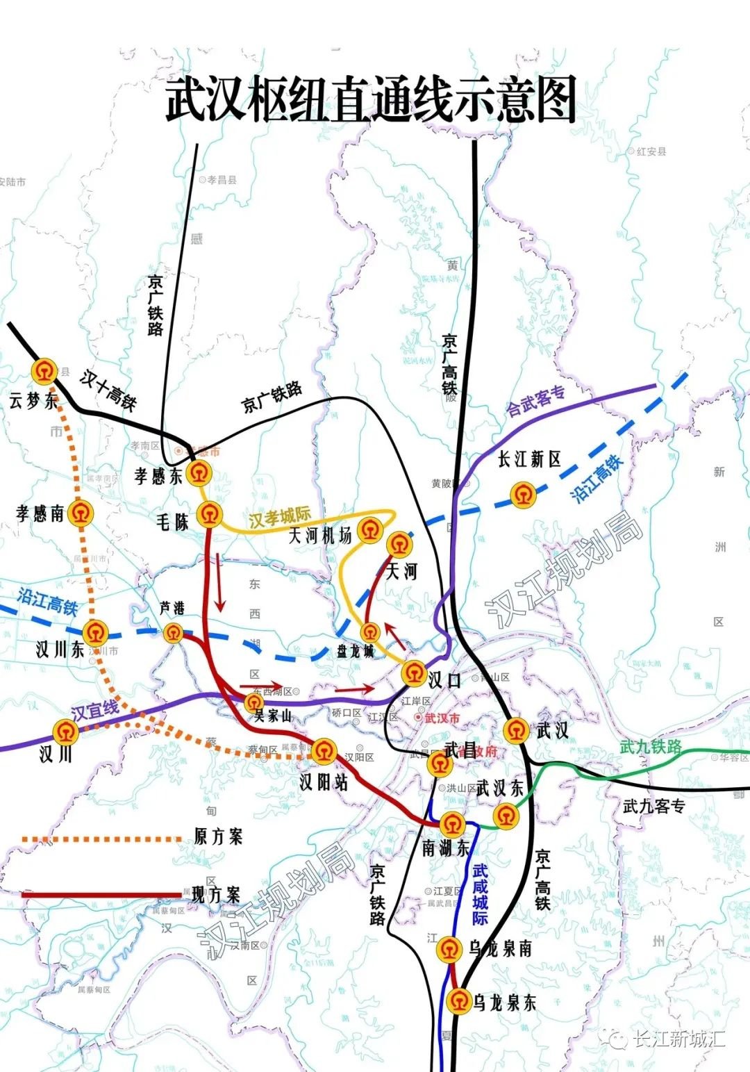 武汉枢纽直通线示意图