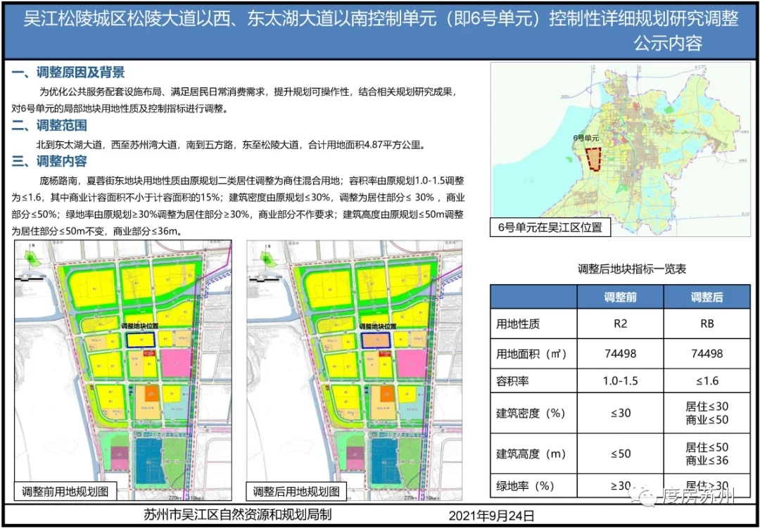 东太湖大道以南控制单元(即6号单元)控制性详细规划研究调整》吴江区