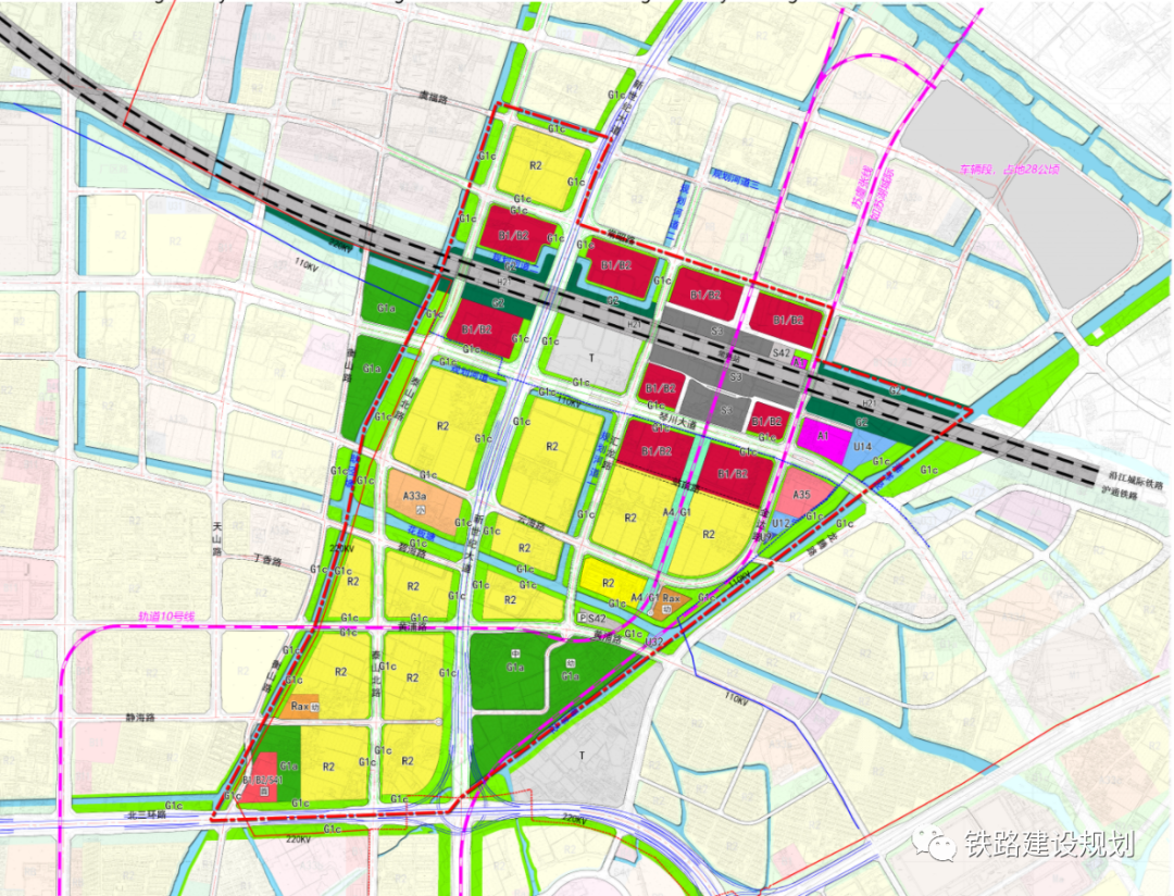 《常熟市城铁片区核心区控制性详细规划》(2021年修改)苏虞张铁路线位