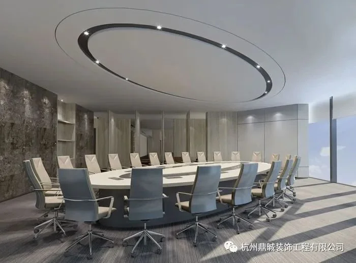 会议室的设计,设计师根据建筑本身的特点,将会议室很好的嵌入一个不