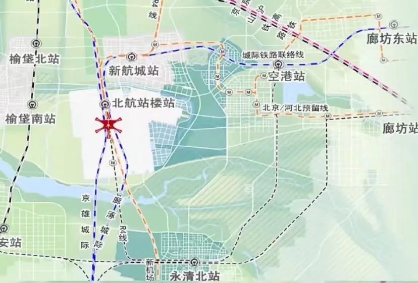 廊坊市区及各区县与北京轨道交通网规划图出炉