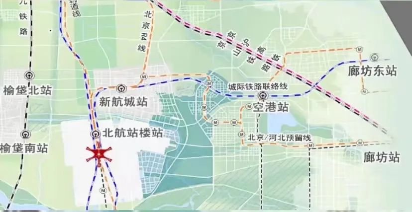 廊坊市区及各区县与北京轨道交通网规划图出炉