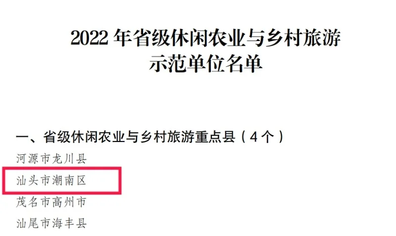 点赞！汕头1区4个点获评省级休闲农业与开云 开云体育平台乡村旅游示范单位(图1)
