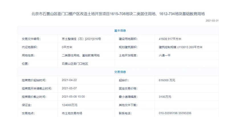 64.4亿!融创+石泰竞得石景山区衙门口地块