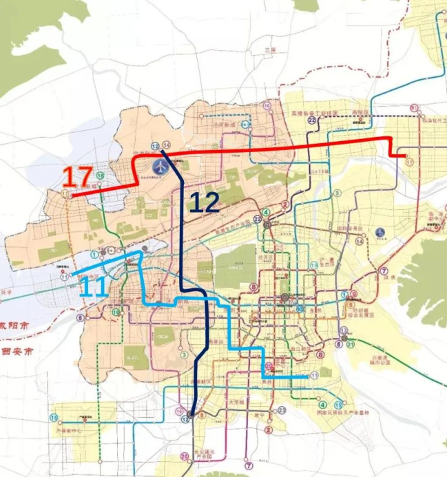 网传西安市城市轨道交通近期建设规划线路图