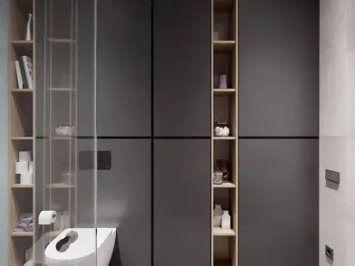 现代二居室卫生间储物柜梳妆台装修效果图欣赏
