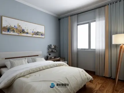 现代三居室卧室窗帘装修效果图
