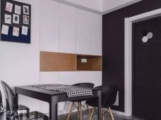 113㎡酷黑+木色三居室,现代质感空间