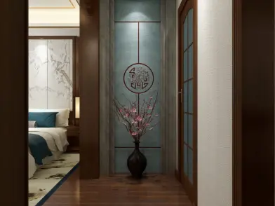 新中式四居室玄关装修效果图