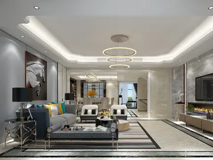 别墅客厅镜面天花板造型设计2020-房天下家居装修网