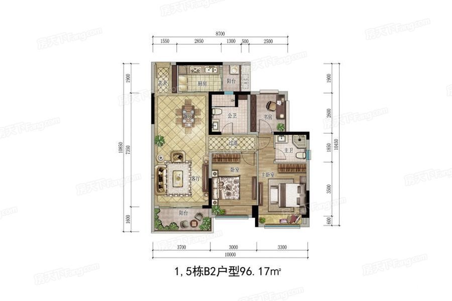 现代风格二居室装修案例，96平米的房子装修多少钱？-中洲天御装修