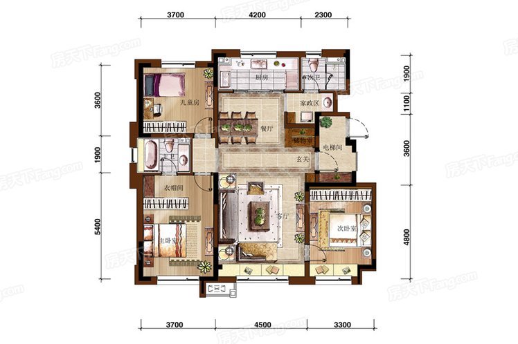 130平米现代风格三居室，预算3万，点击看效果图！-万科如园装修
