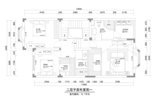 别墅设计▏中式风格装修效果图——二层户型图