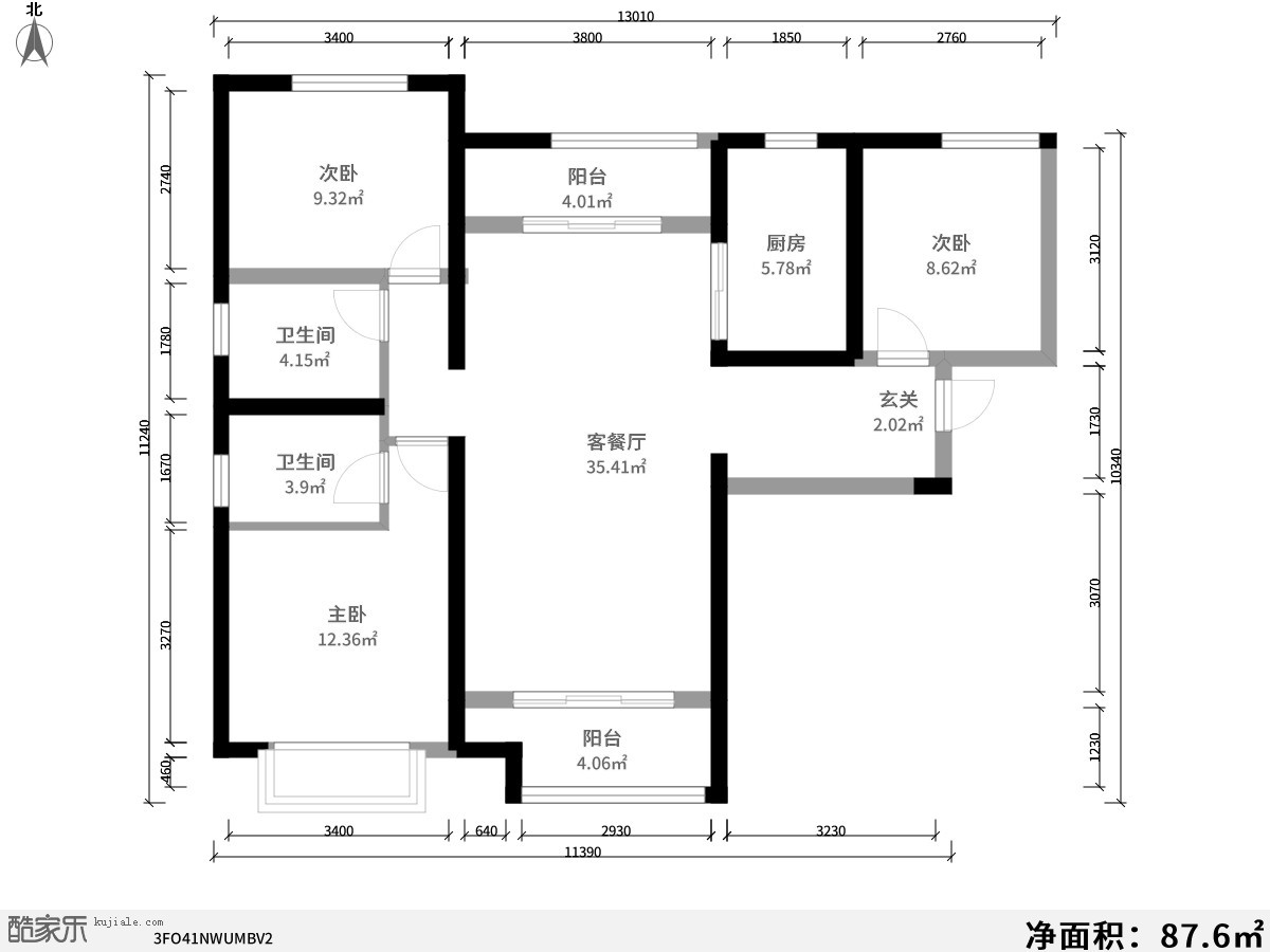 香榭水岸-三居室-中式风格