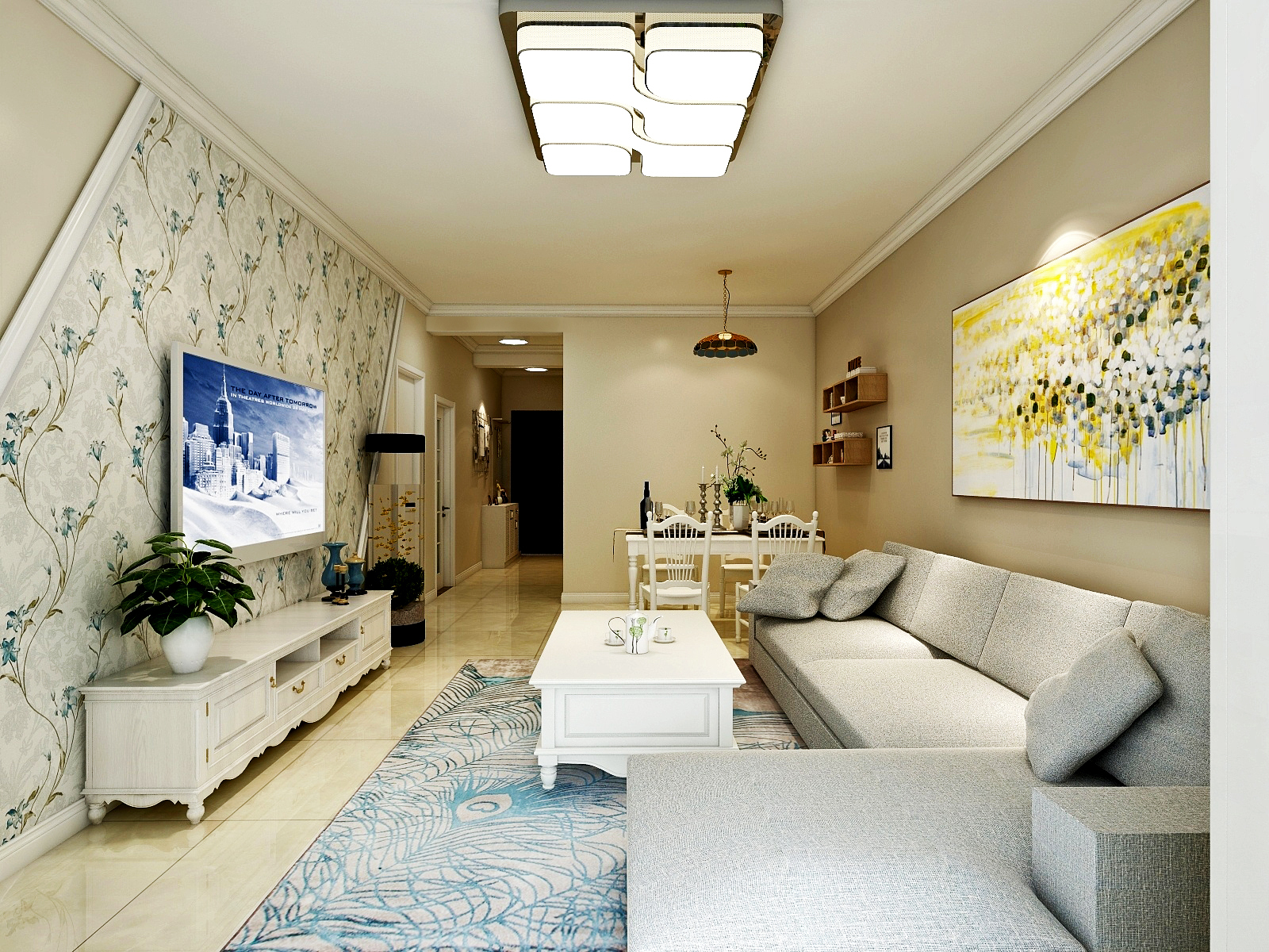 海唐南寒圣都实例，89平米的二居室，质感与时尚并存的现代风装修。