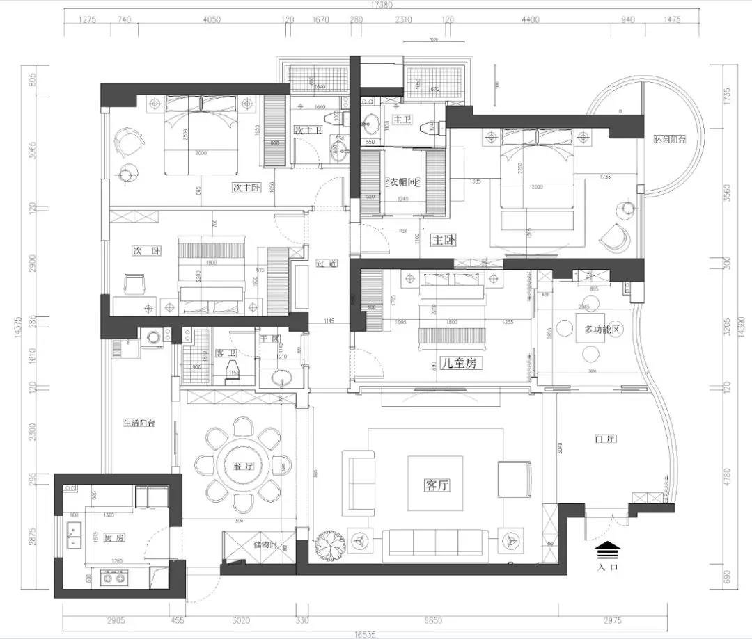 194平米的四居室装修案例欣赏，将中式风融入到现代生活当中。-雅居乐剑桥郡装修