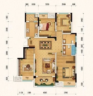 金科城实例，117平米的三居室，质感与时尚并存的美式风装修。