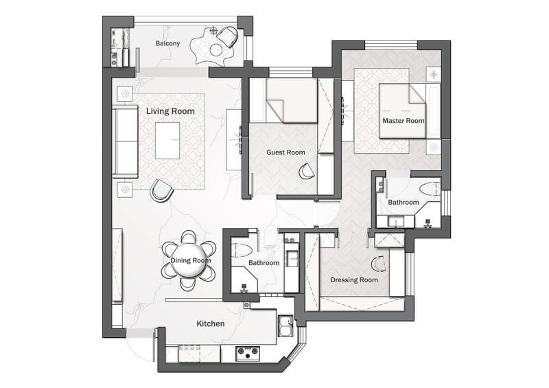 114.38平米的三居室，运用现代的装修风格效果是怎样的？-美联联邦生活区二期城仕装修