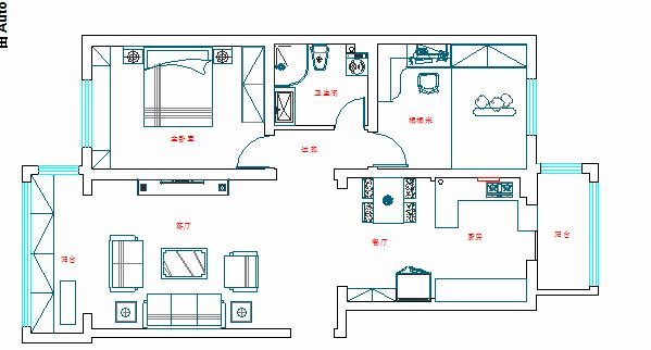 明悦浪漫城2室1厅2卫实测使用面积88㎡现代风格