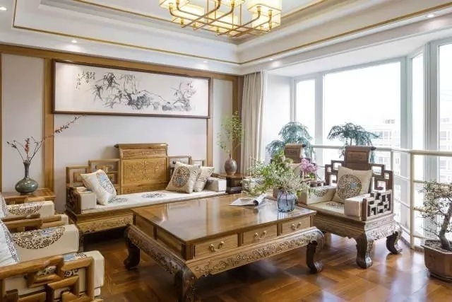 明昇壹城实例，95平米的三居室，质感与时尚并存的中式风装修。