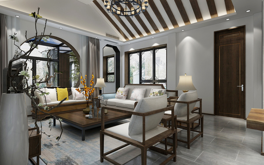 龙湖香醍国际社区实例，260平米的六居室，质感与时尚并存的中式风装修。