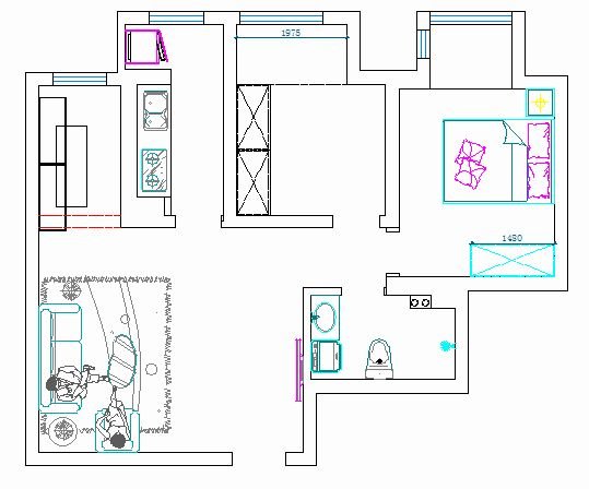 新松茂樾山2室1厅1卫现代风格实测使用面积56