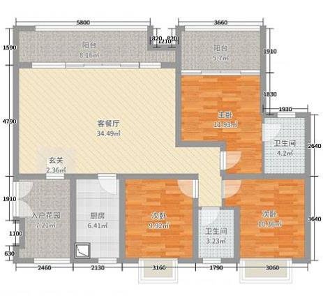 三居室的房子，足足127.1平米，如果用全包方式21万元是不是很划算？-中洲中央公园装修