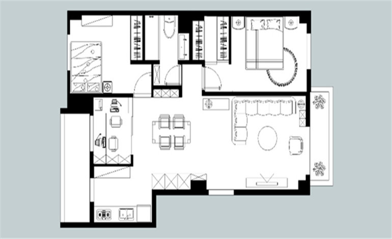 89平米二居室设计说明，1万元装修的北欧风格有什么效果？-华润橡树湾装修
