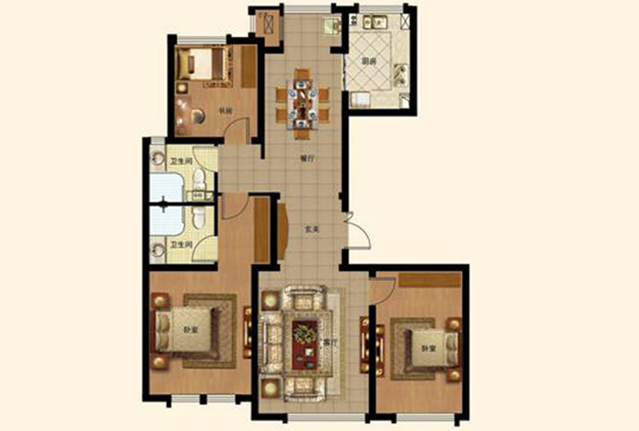 朋友买的128平米三居室，全包一共才花12万，这现代风格太美了！-天津全运村装修