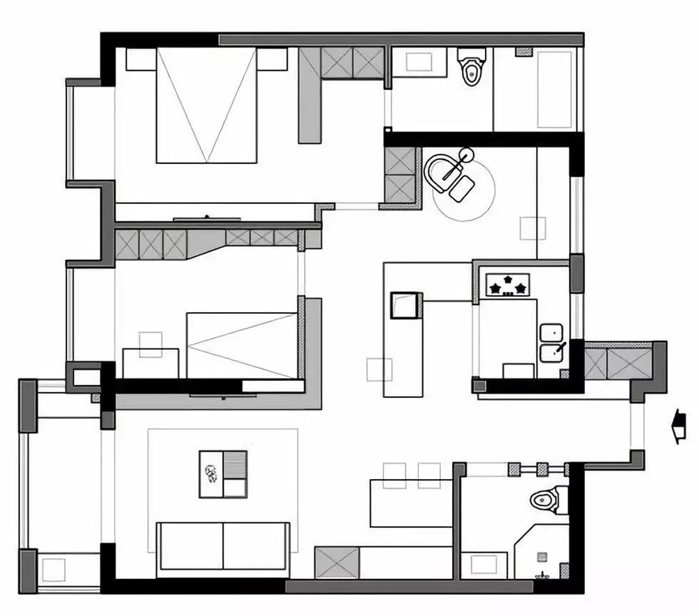 二居室的房子多大面积好？10万元的日式风格设计说明！