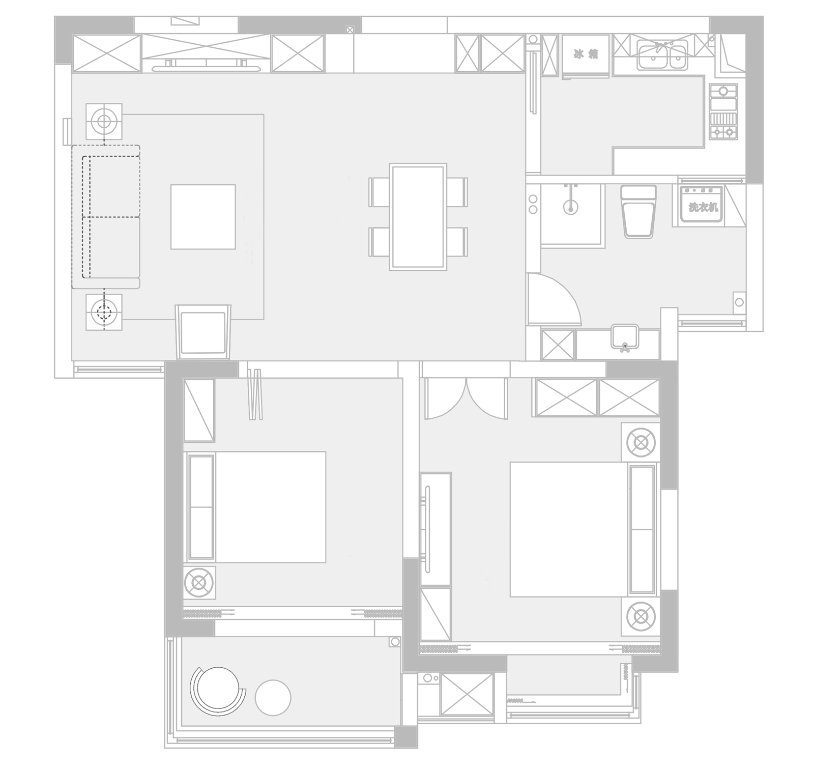 98平米二居室的简欧风格案例，只花26万！-雍澜府装修