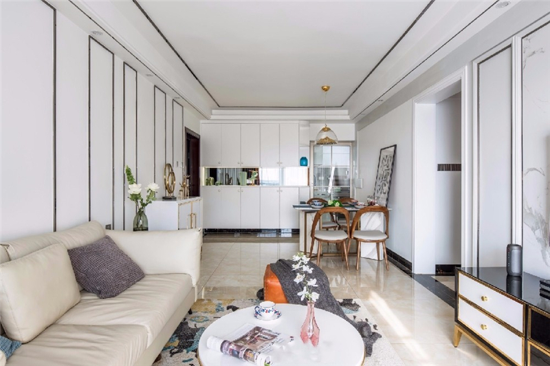 新西塘孔雀城实例，85平米的三居室，质感与时尚并存的现代风装修。