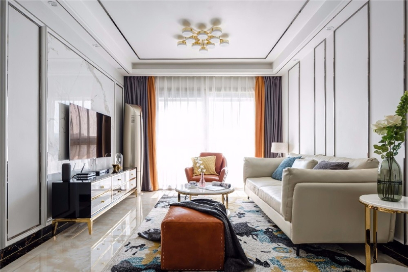 新西塘孔雀城实例，85平米的三居室，质感与时尚并存的现代风装修。