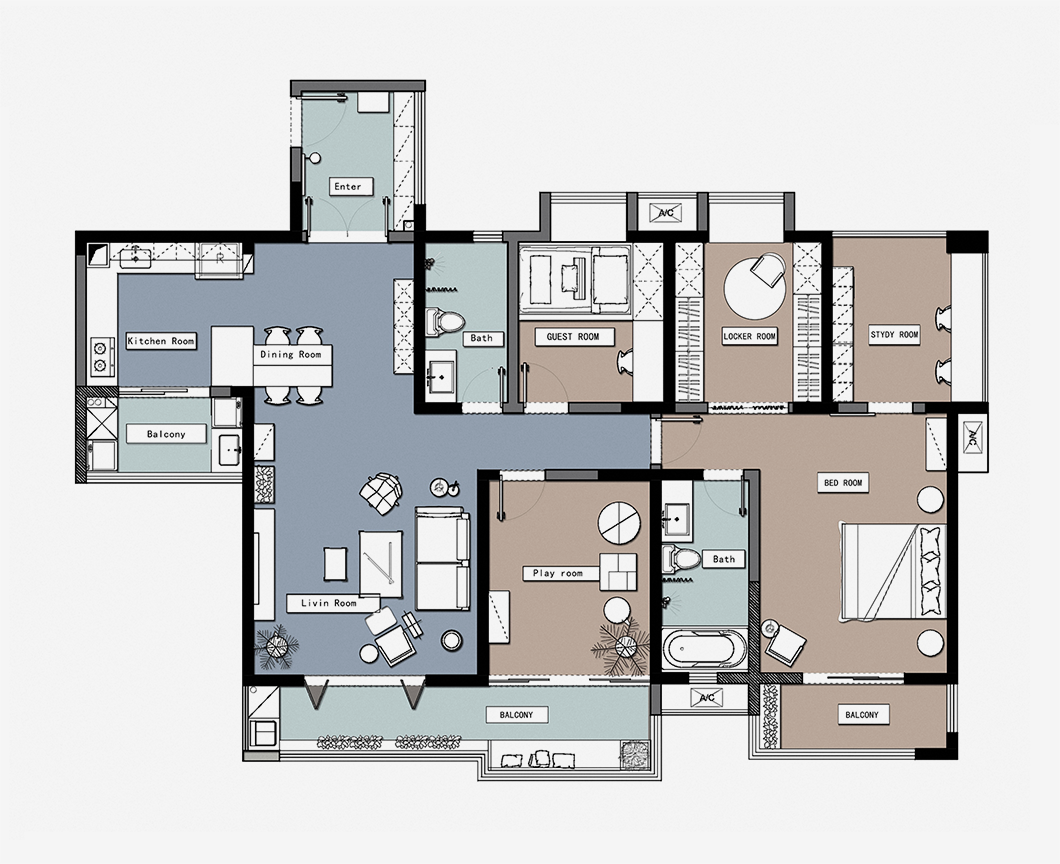 146平米北欧风装修，二居室的房子越看越有品 ! -新湖明珠城青蓝公寓装修