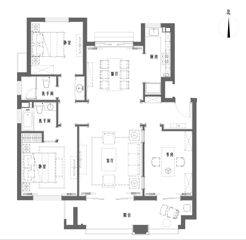 美式风格三居室装修案例，122平米的房子这样装才阔气！