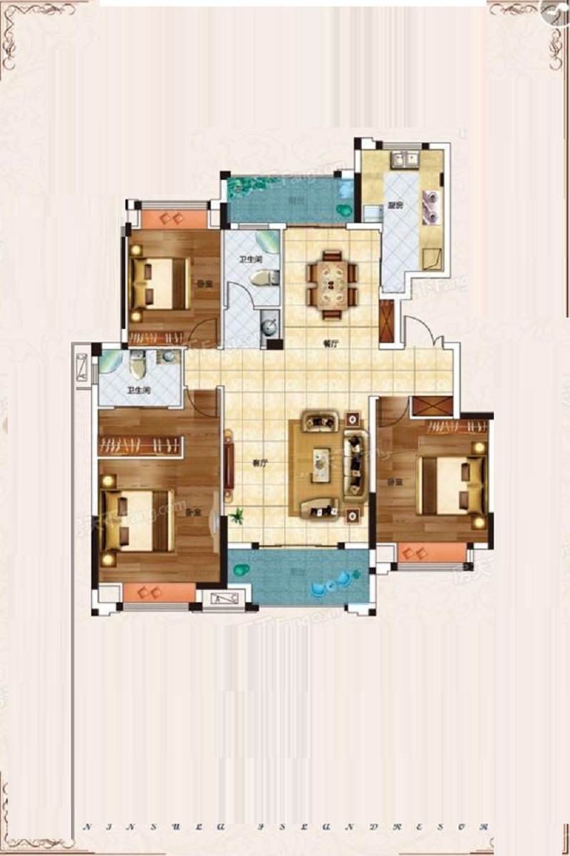 140平米三居室设计说明，13万元装修的现代风格有什么效果？-天纵半岛蓝湾装修