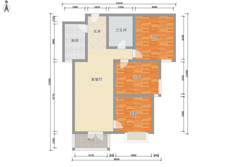 118平米的现代风格，原来三居室还可以这样装修！-振和公寓装修