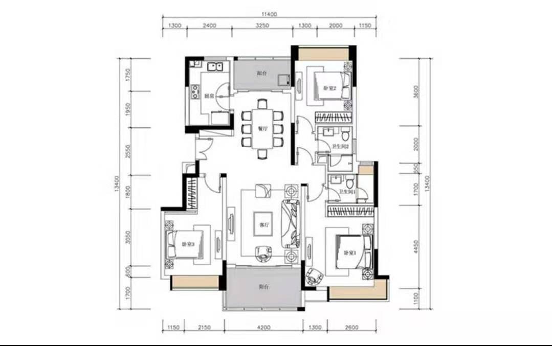 130平米现代风格三居室，预算12万，点击看效果图！-鲁能泰山7号装修