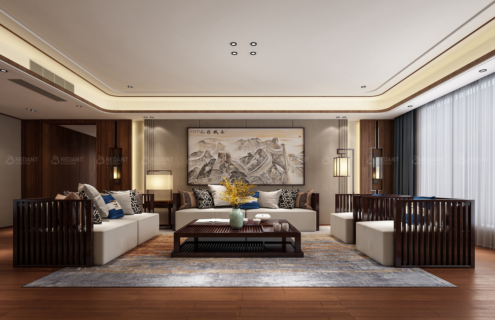 中式风格四居室热门案例，240平米的房子这样装才阔气！-玲珑湾装修