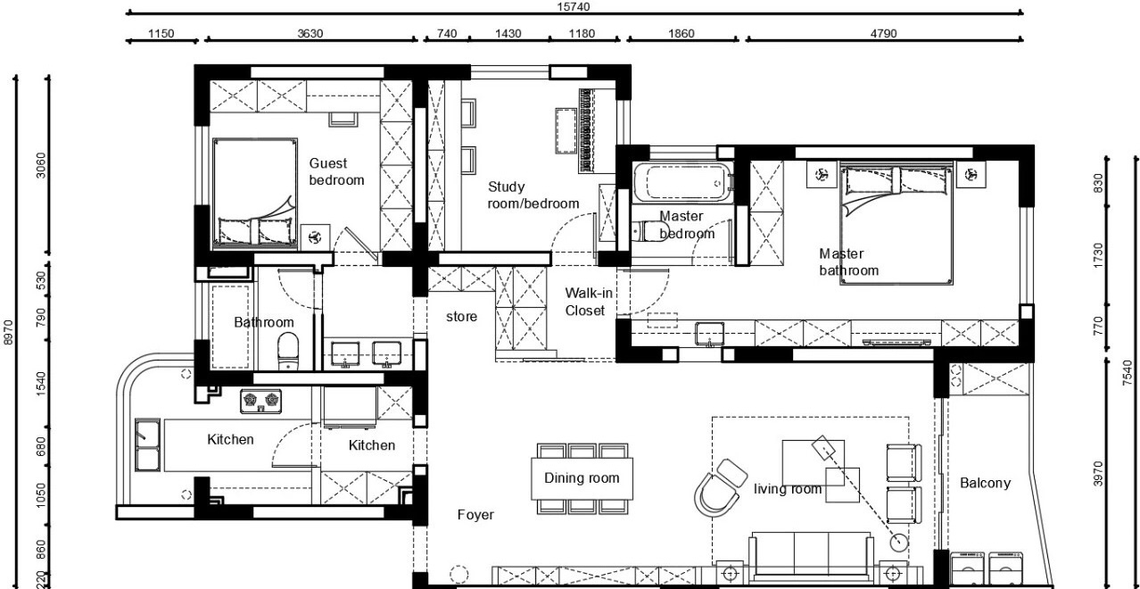 三居室的房子，足足129平米，如果用方式10万元是不是很划算？-文一名门森林语装修