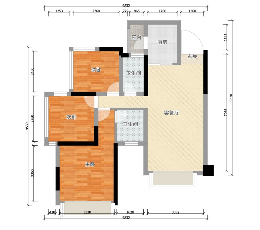 95平米三居室设计说明，13万元装修的现代风格有什么效果？-蓝润光华春天装修